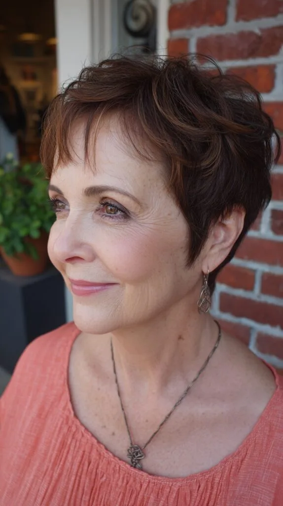 Charming Chocolate Feathered Cut for Delicate Hair