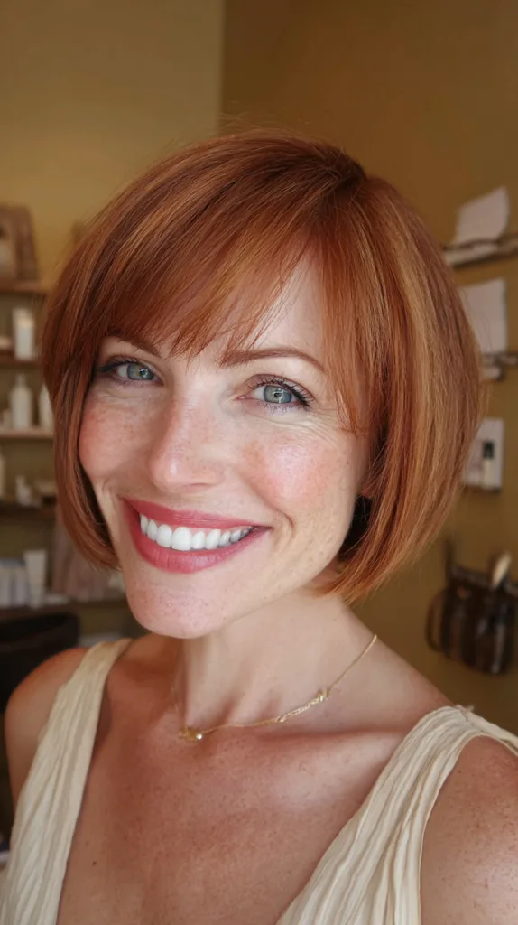 Charming Copper Bob with Face-Framing Layers