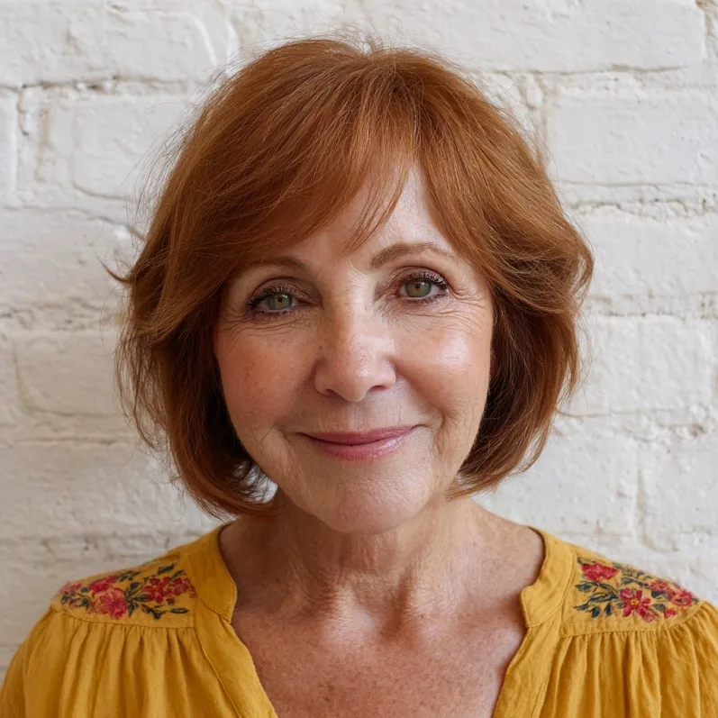 Charming Red Bob with Soft Face-Framing Layers