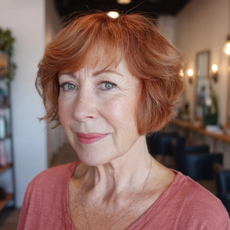 Charming Red Bob with Soft Volume