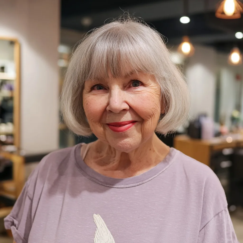 Charming Short Silver Bob with Subtle Volume