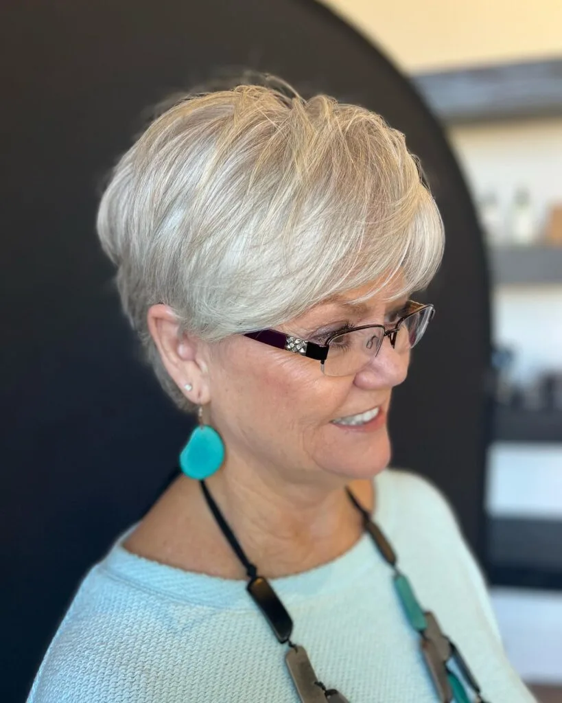 Charming Silver Pixie with Soft Side Bangs