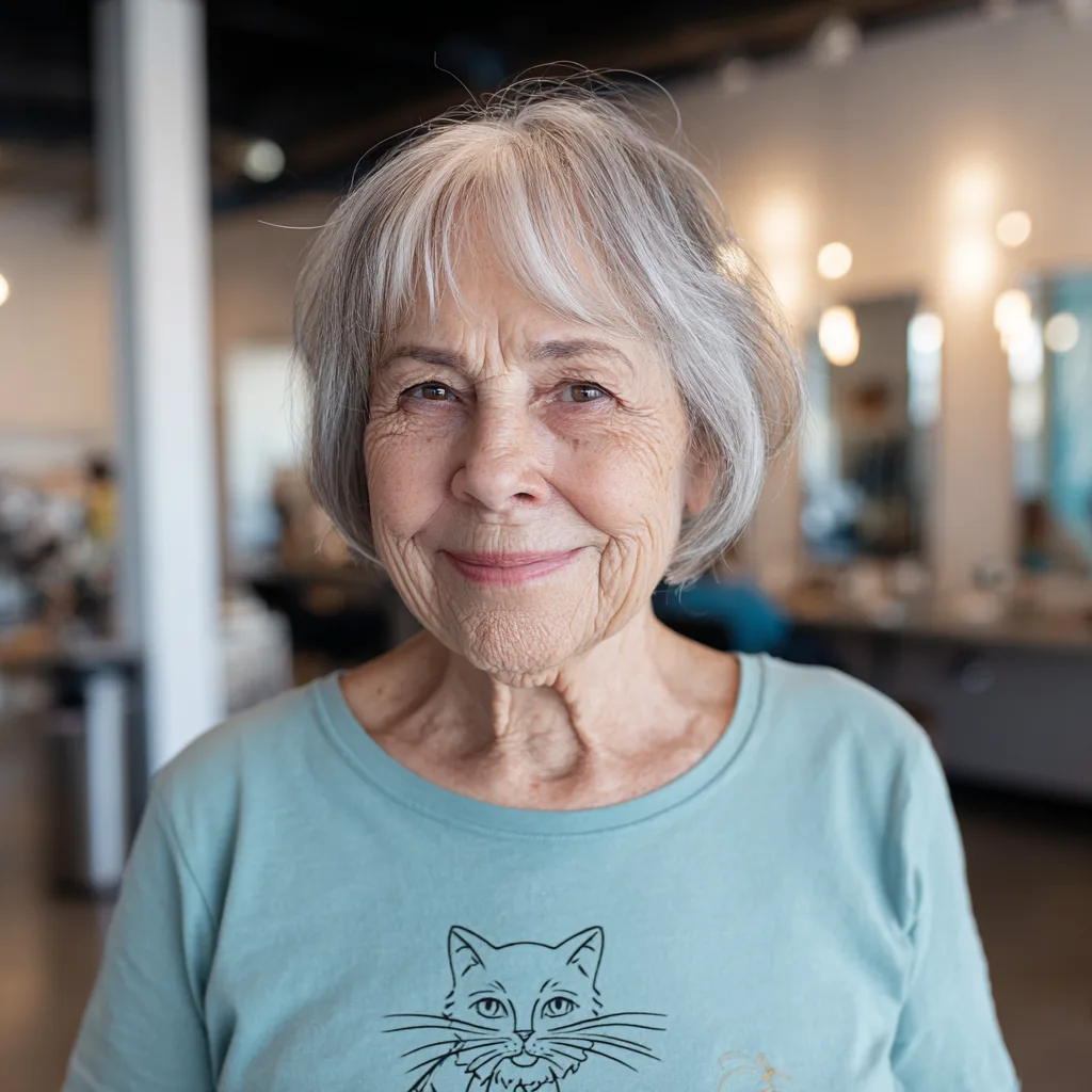 Charming Soft Grey Bob with Gentle Face-Framing Layers