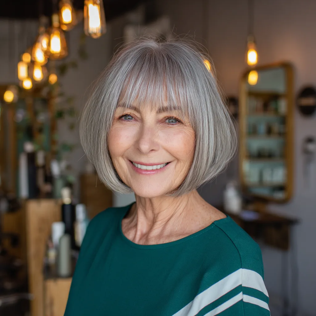 Charming Textured Grey Bob with Soft Layers