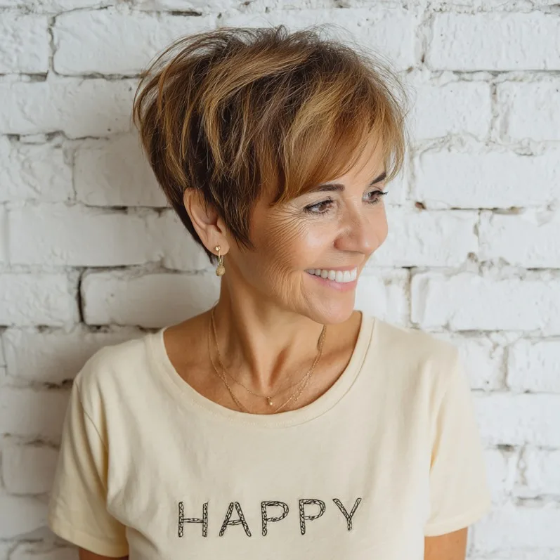 Charming Textured Micro Pixie with Subtle Highlights