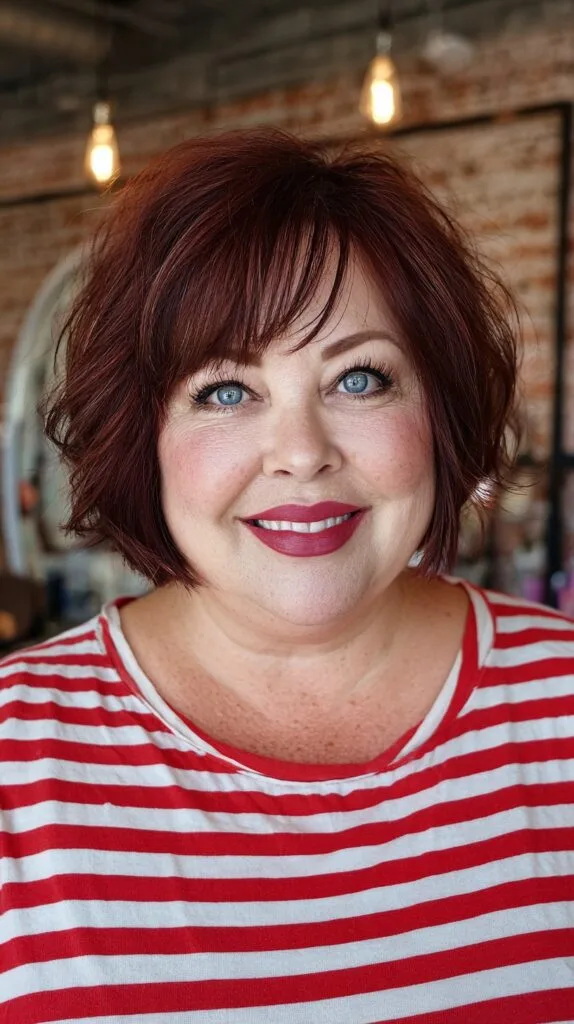 Cherry-Red Textured Bob with Soft Layers