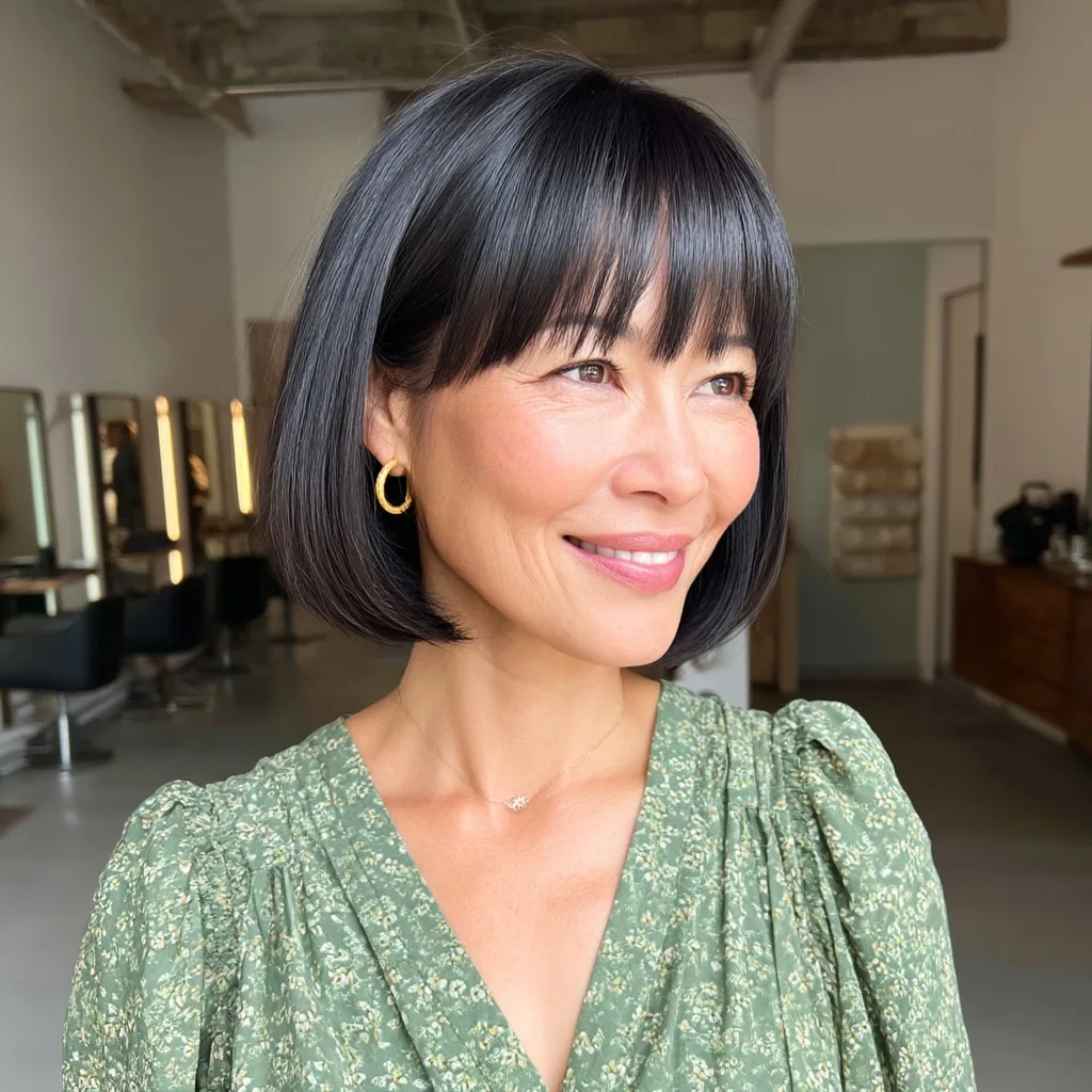 Chic Blunt Bob with Bold Bangs
