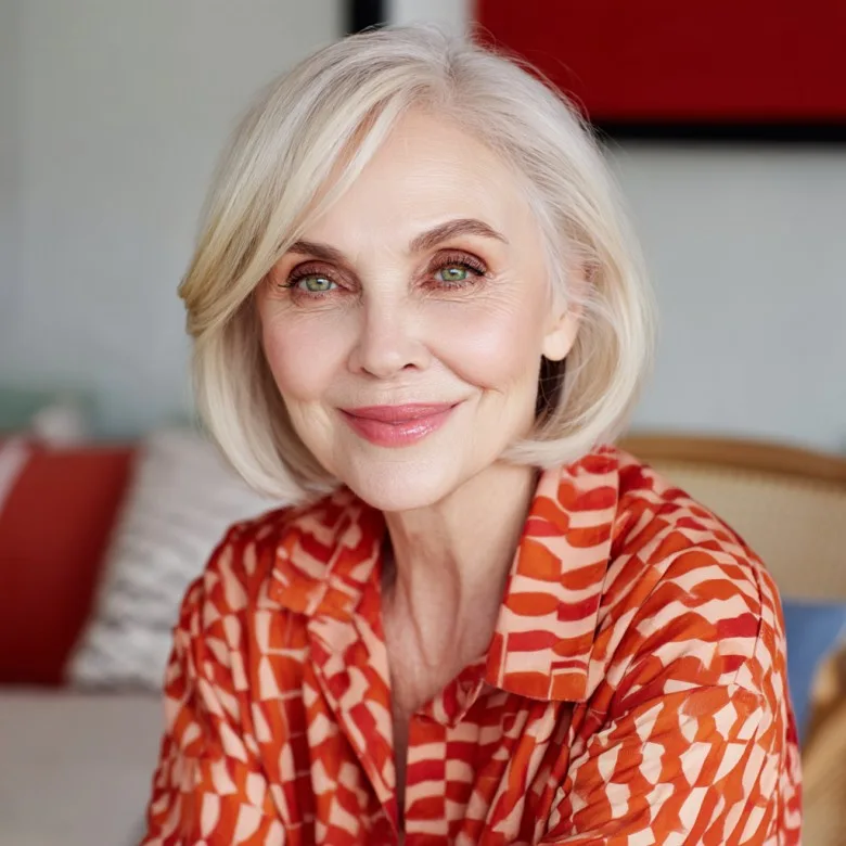 Chic Blunt Bob with Soft Side-Swept Bangs