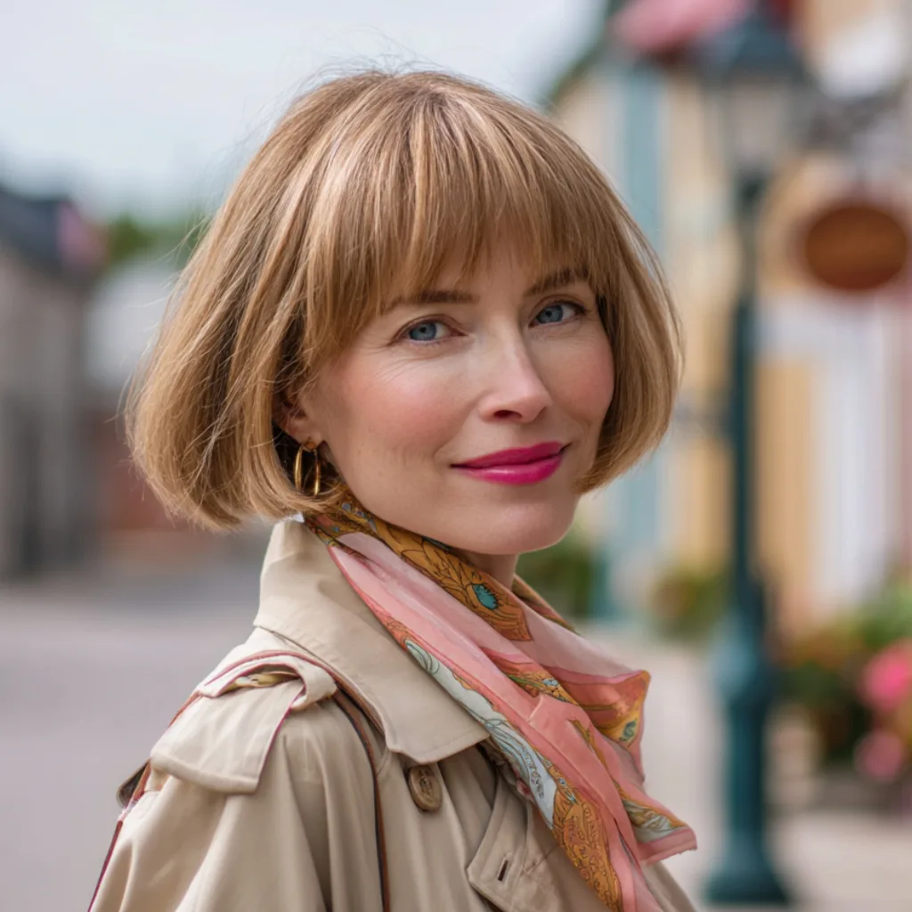 Chic Blunt Bob with Wispy Bangs