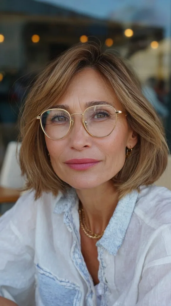 Chic Bronzed Shoulder-Length Layers