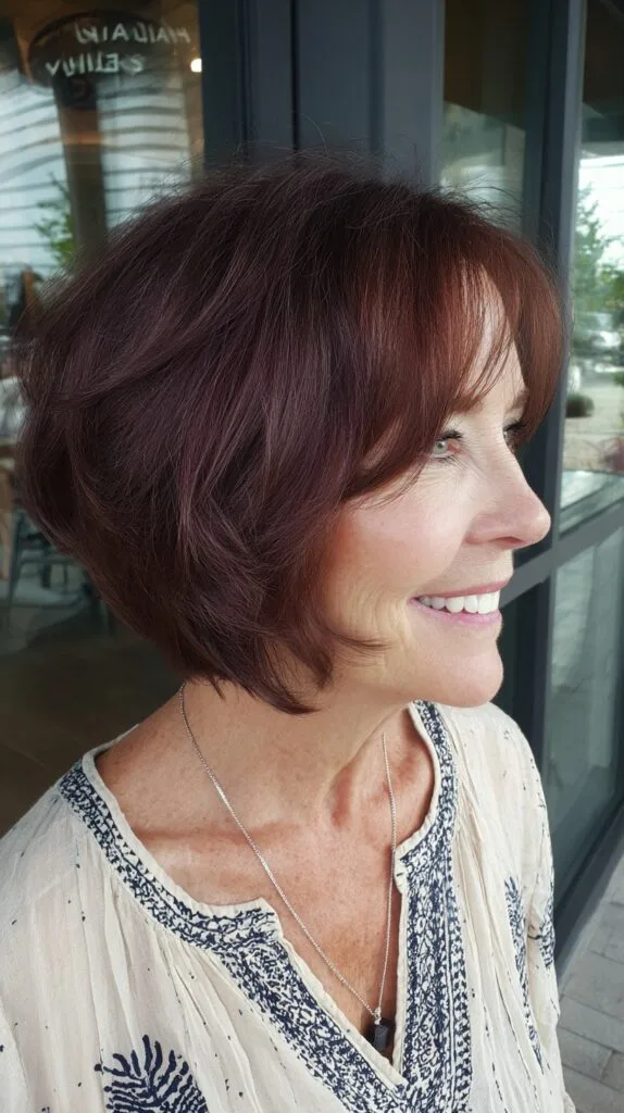 Chic Chin-Grazing Stacked Bob with Soft Curtain Fringe