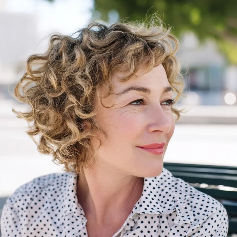 Chic Curly Bob with Feathered Layers