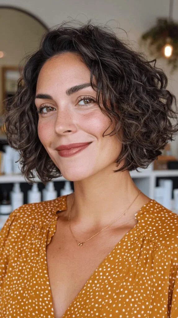 Chic Curly Bob with Soft Layers