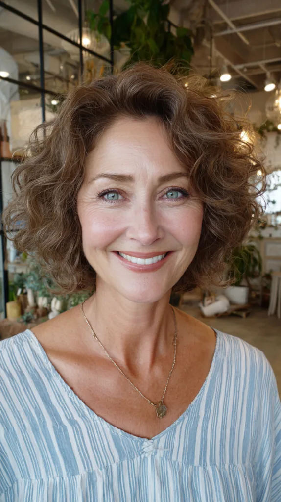 Chic Curly Chin-Length Bob with Defined Curls