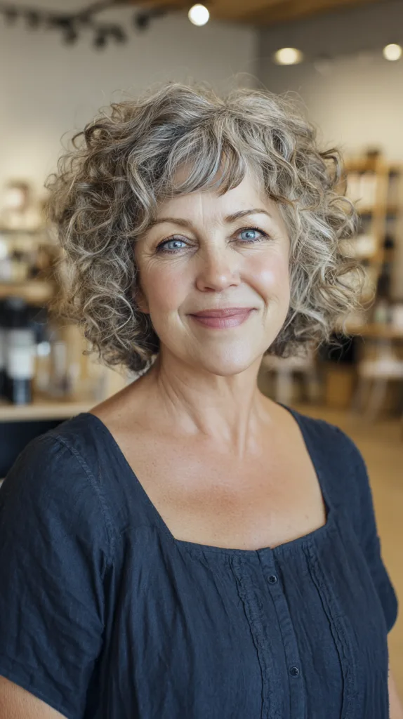 Chic Curly Chin-Length Bob with Soft Layers