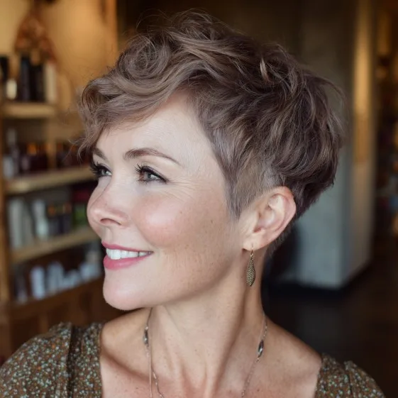 Chic Curly Pixie Cut with Undercut