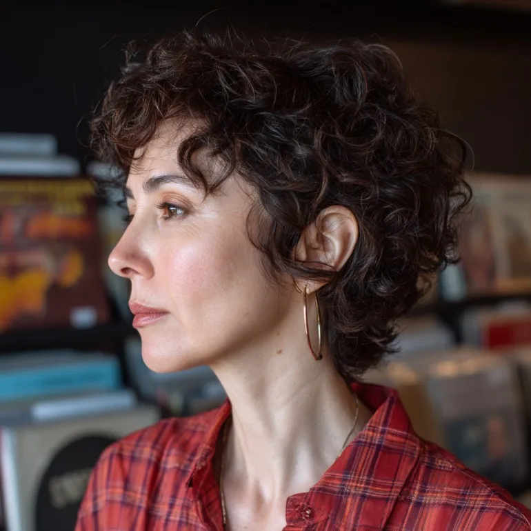Chic Curly Pixie with Soft Layers