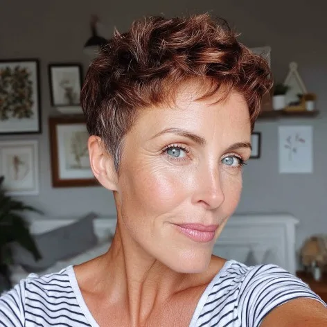 Chic Curly Pixie with Textured Layers