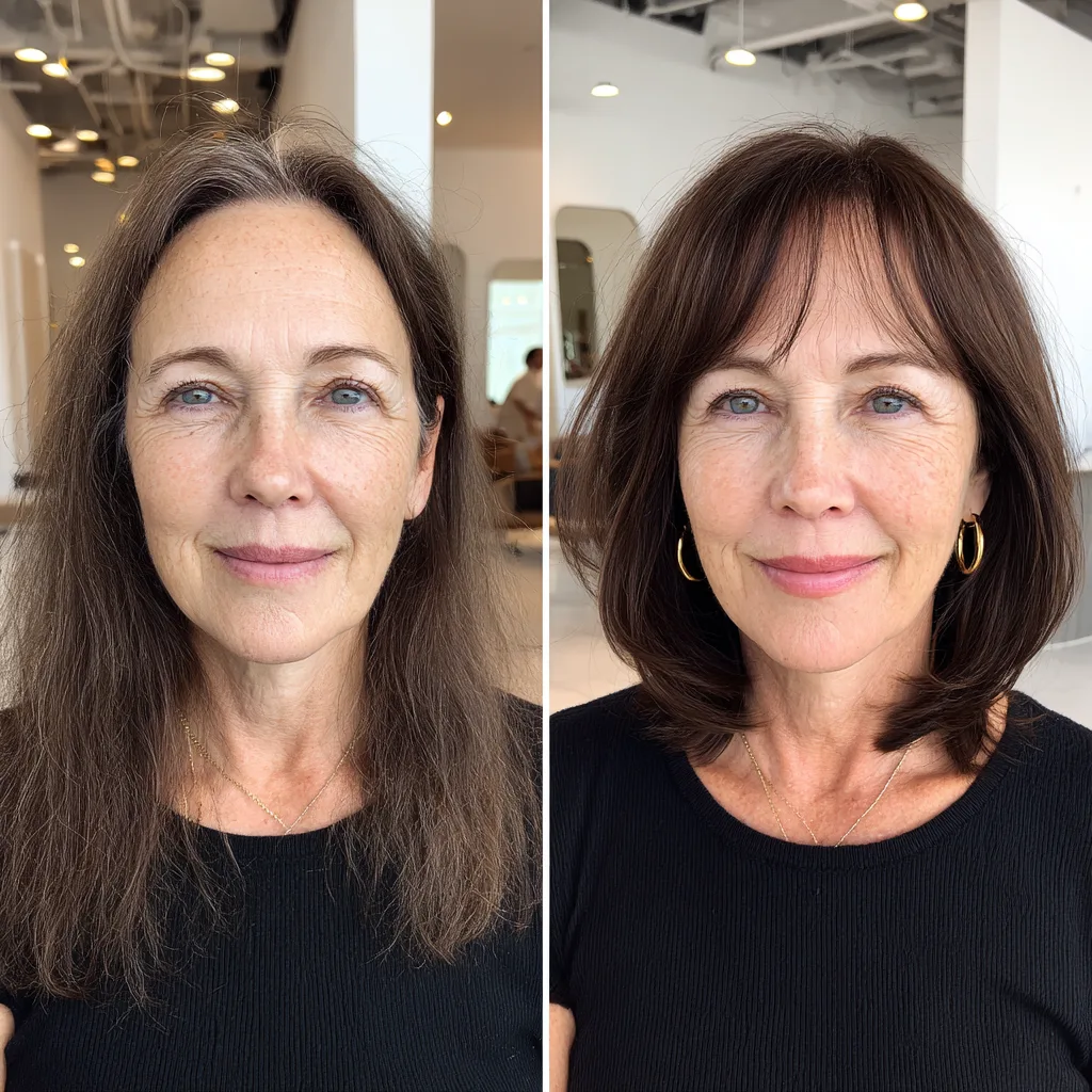 Chic Dark Brown Shoulder-Length Cut with Face-Framing Layers
