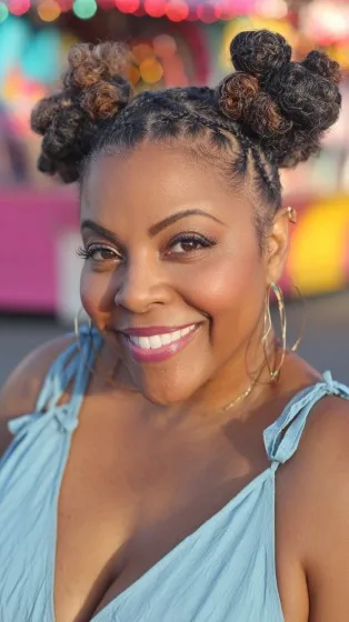 Chic Double Buns with Braided Accents