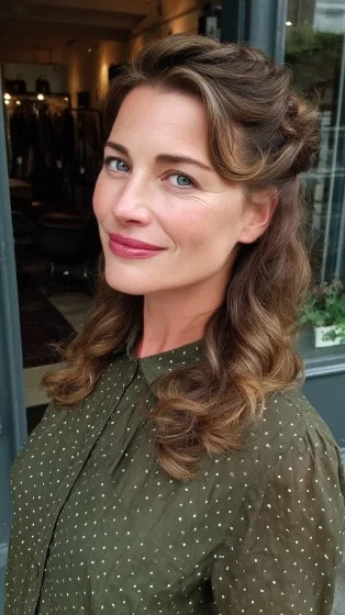 Chic Half-Up Soft Waves with Twisted Detail