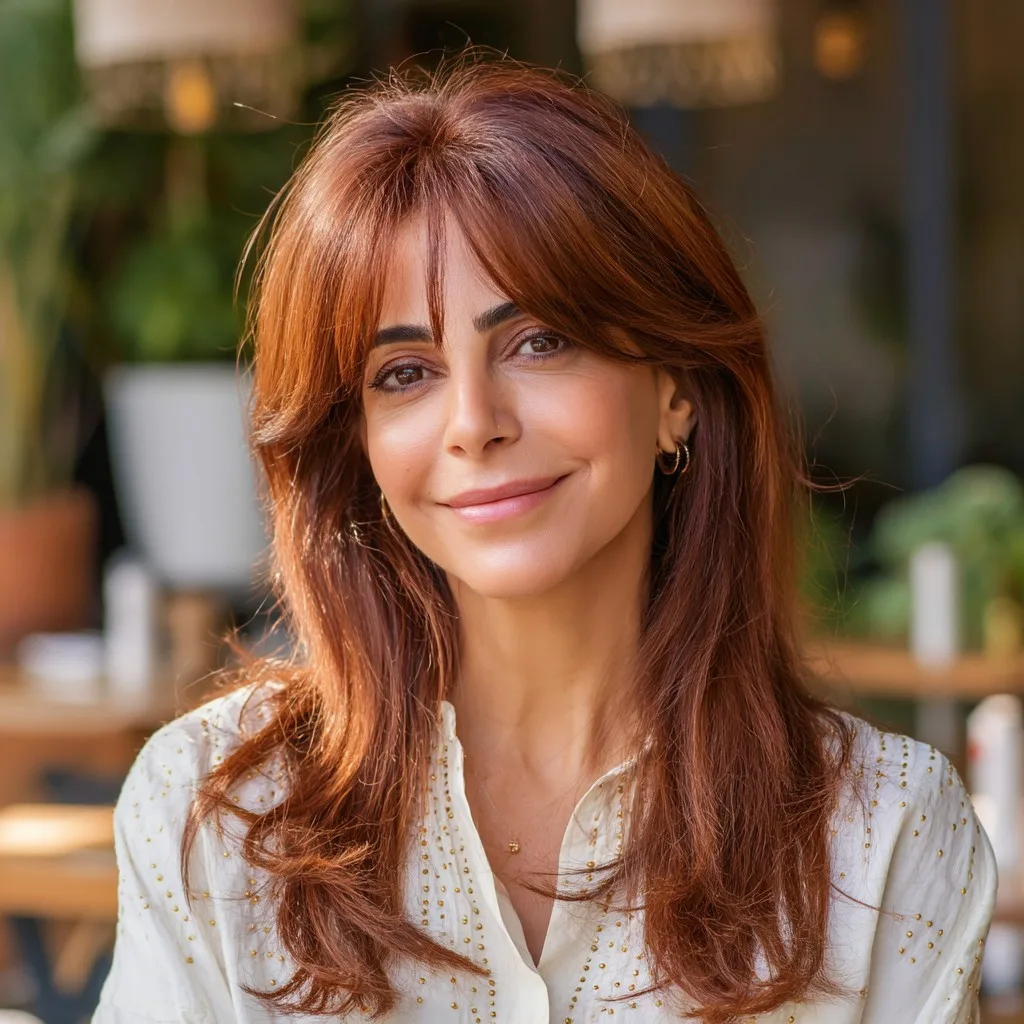 Chic Layered Curtain Bangs for Women Over 40