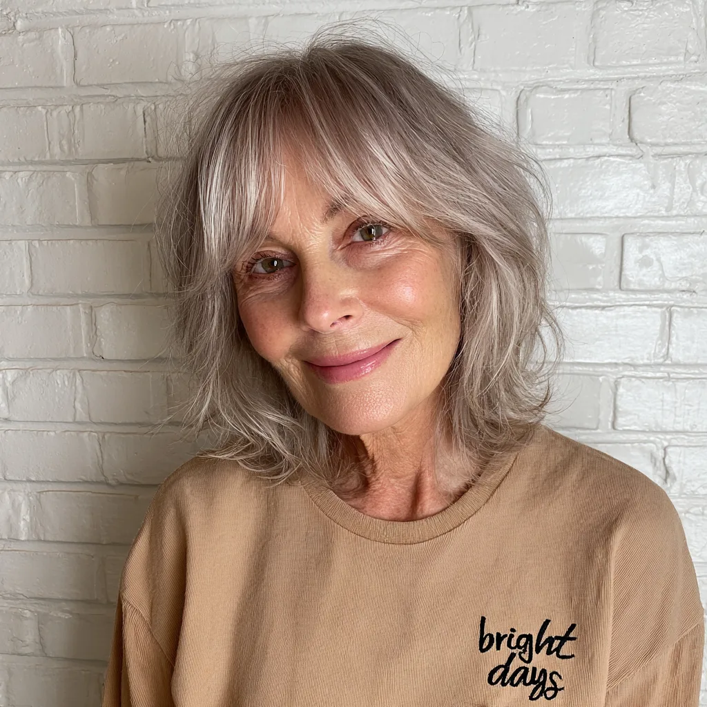 Chic Layered Silver Bob with Face-Framing Highlights