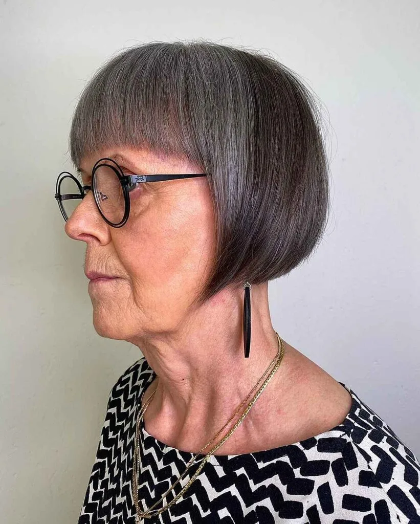 Chic Round Bob with Bangs for women over sixty