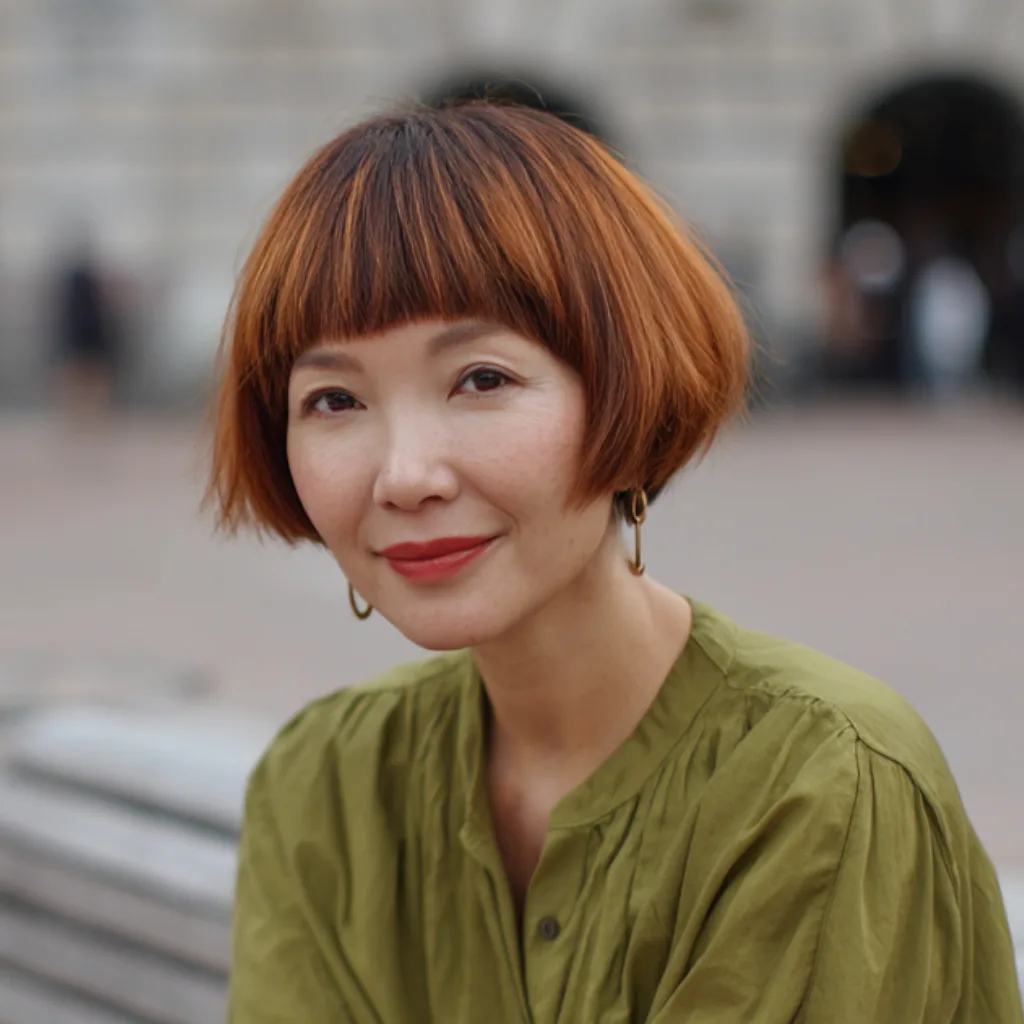 Chic Rounded Bob with Bold Bangs