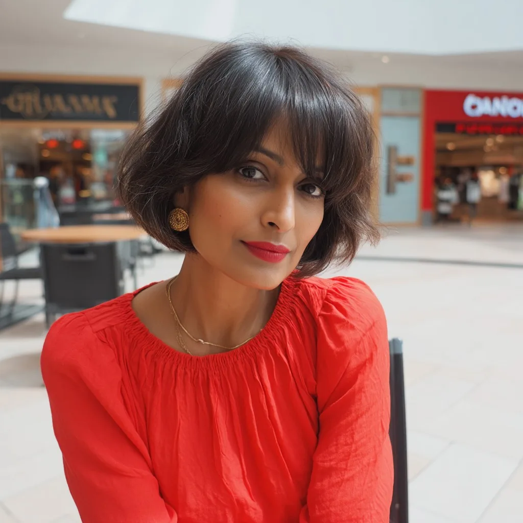 Chic Rounded Bob with Fluffy Bangs