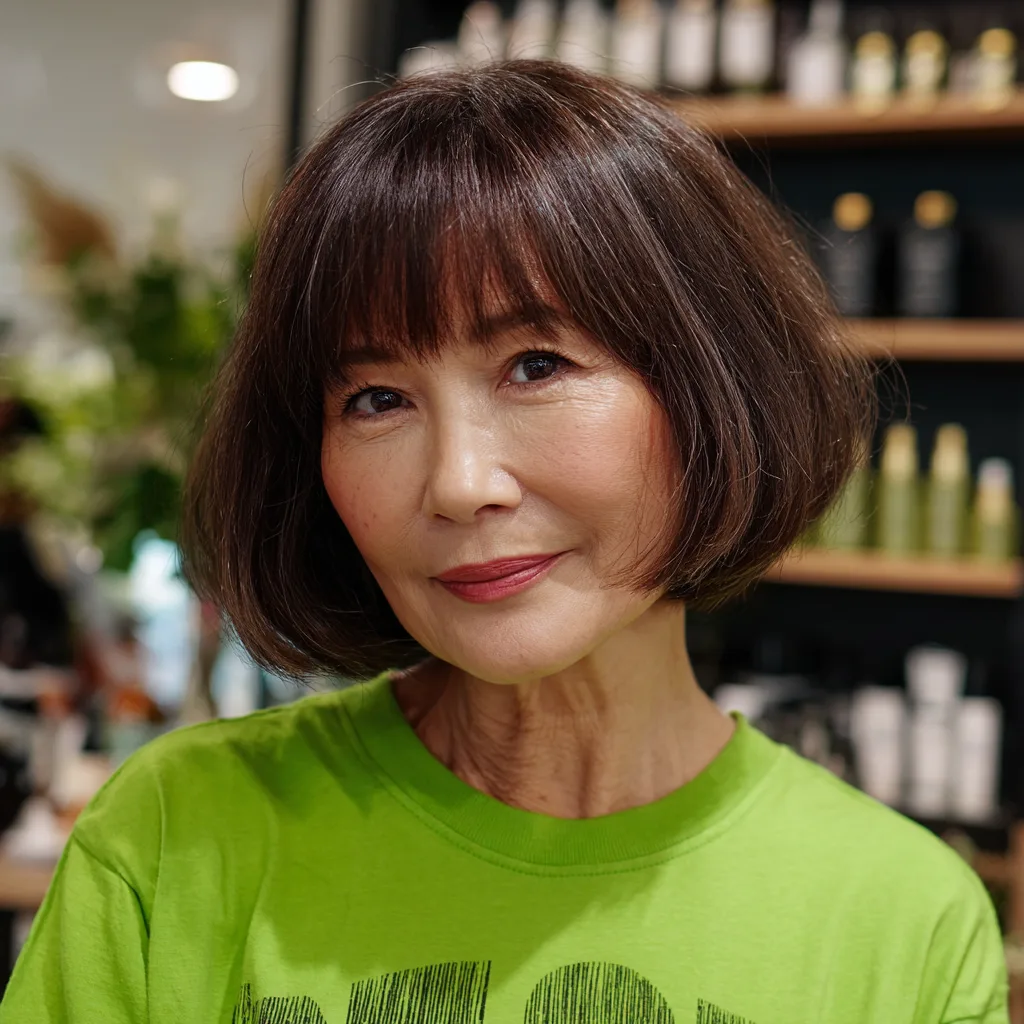 Chic Rounded Bob with Subtle Bangs