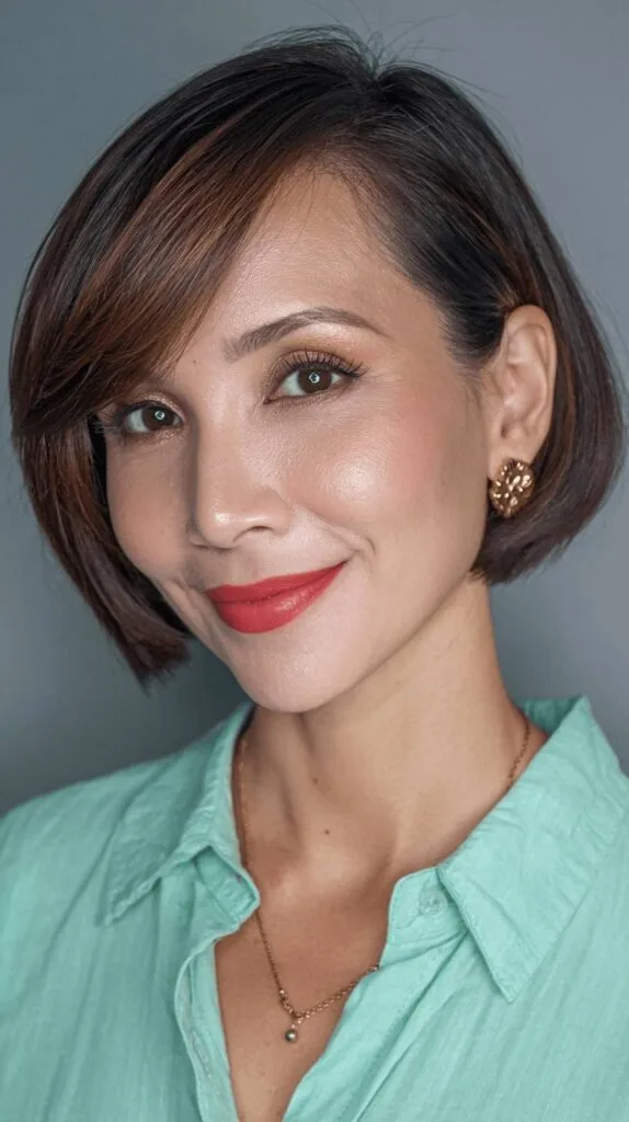 Chic Rounded Bob with Subtle Side Swept Bangs