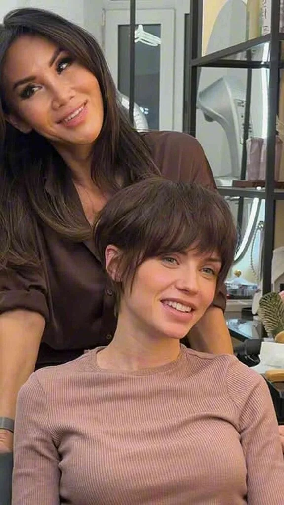 Chic Shaggy Brunette Soft Bowl Pixie