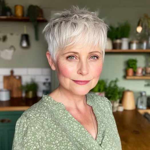 Chic Short Layered Pixie with Soft Silver Highlights