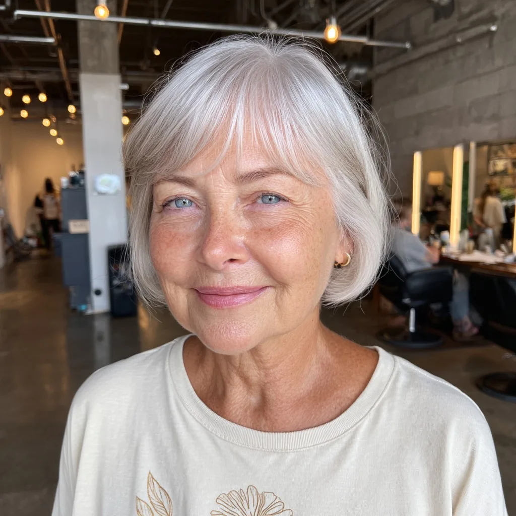 Chic Short Silver Bob with Soft Waves