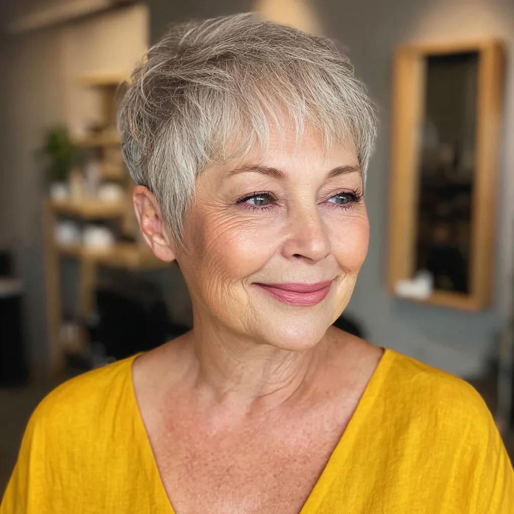 Chic Short Silver Pixie Cut with Soft Volume