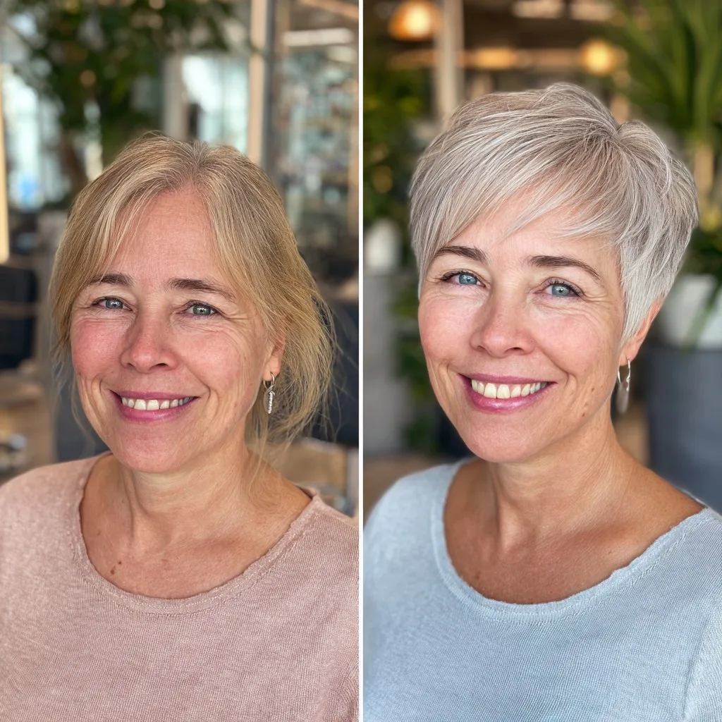 Chic Short Silver Pixie with Soft Textured Layers