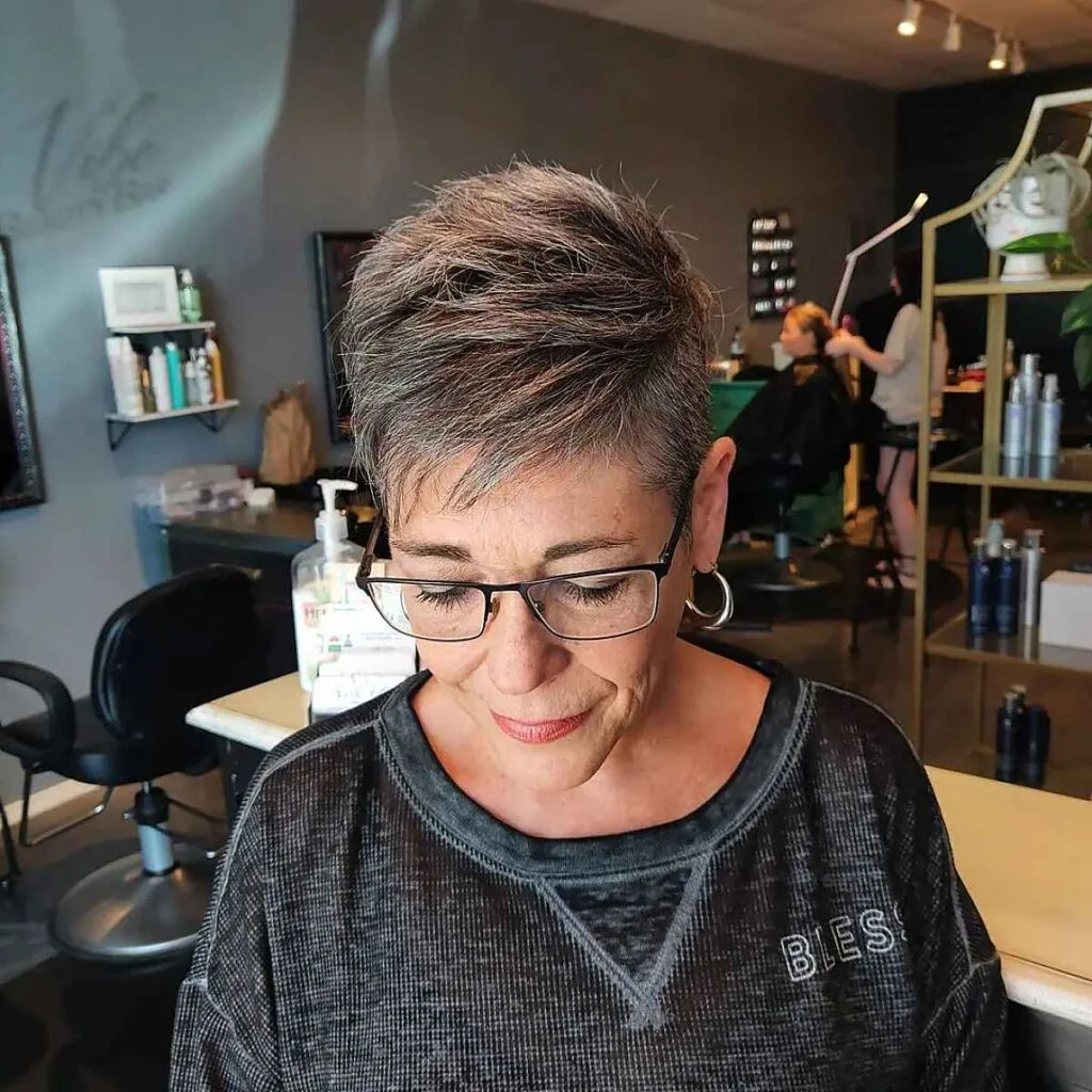 Chic Short Spiky Hairstyle for women over 60