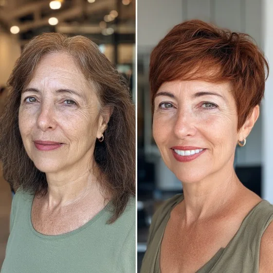 Chic Short Textured Pixie Cut with Warm Highlights