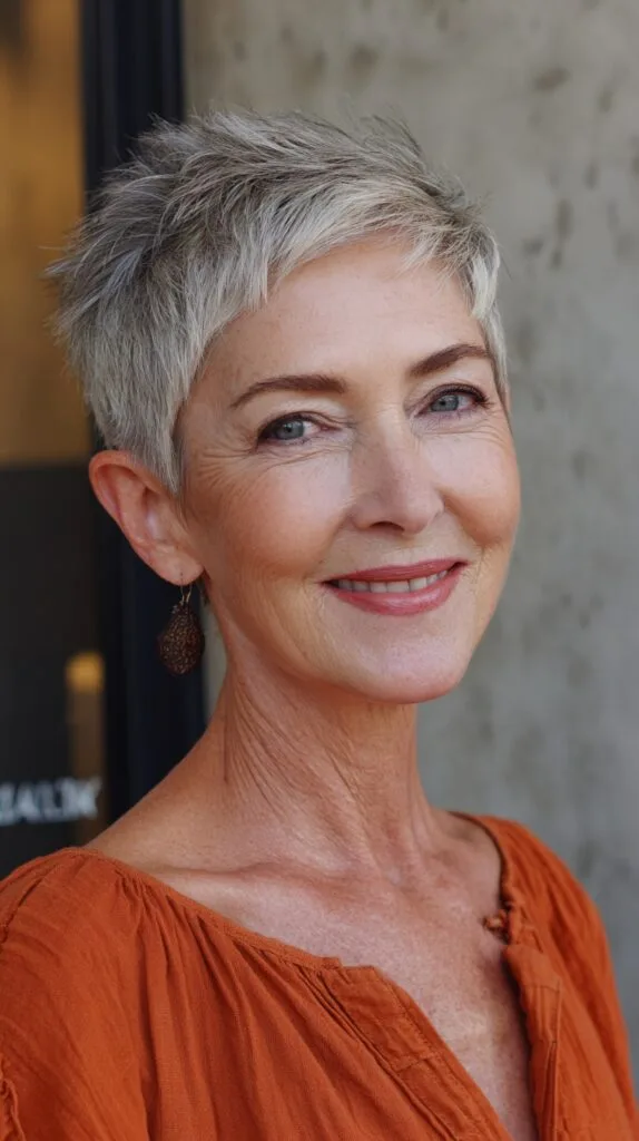 Chic Silver Layered Pixie for Thinning Hair