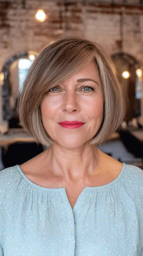 Chic Smooth Curved Bob with Subtle Layers