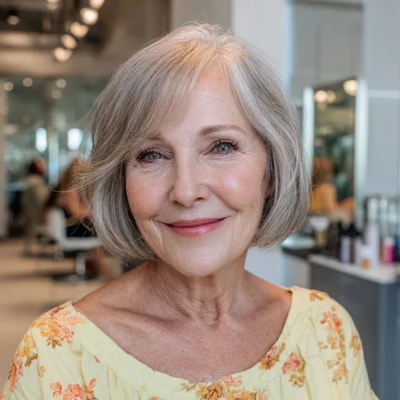 Chic Soft Gray Bob with Subtle Layers