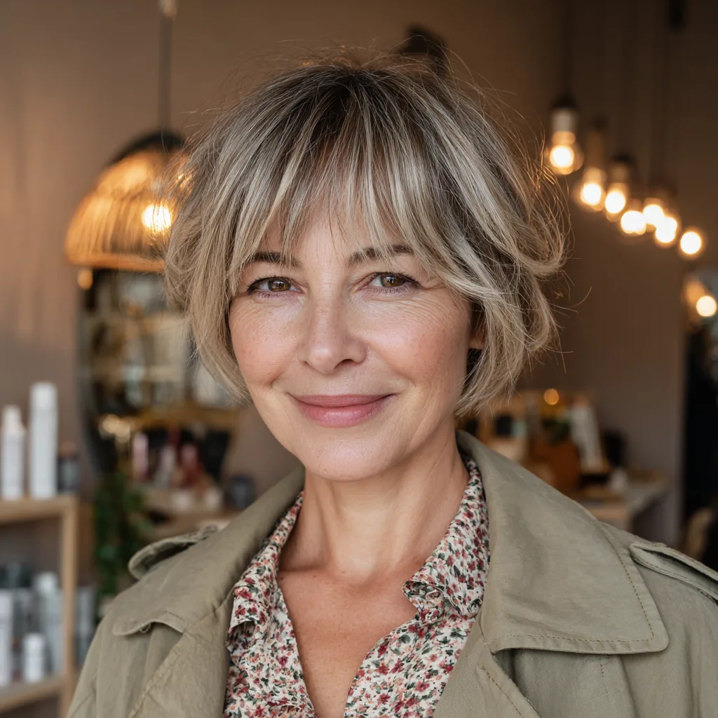 Chic Soft Textured Bob with Subtle Bangs