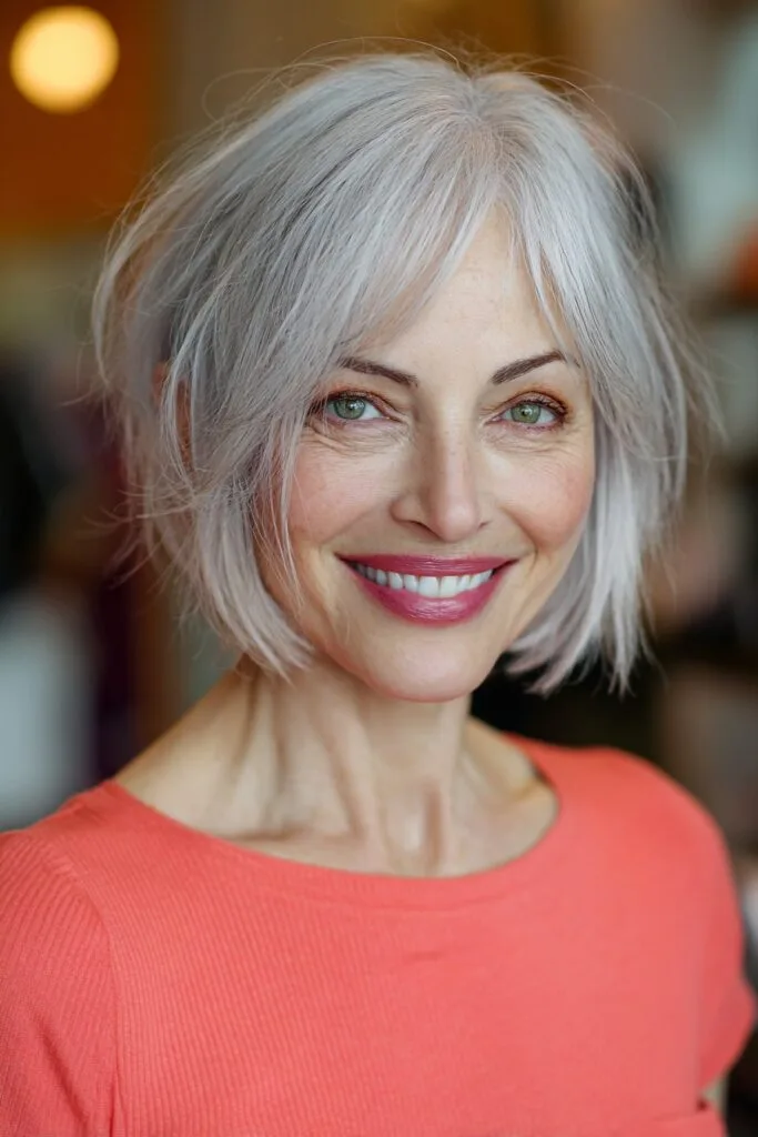 Chic Soft Textured Bob with Wispy Bangs