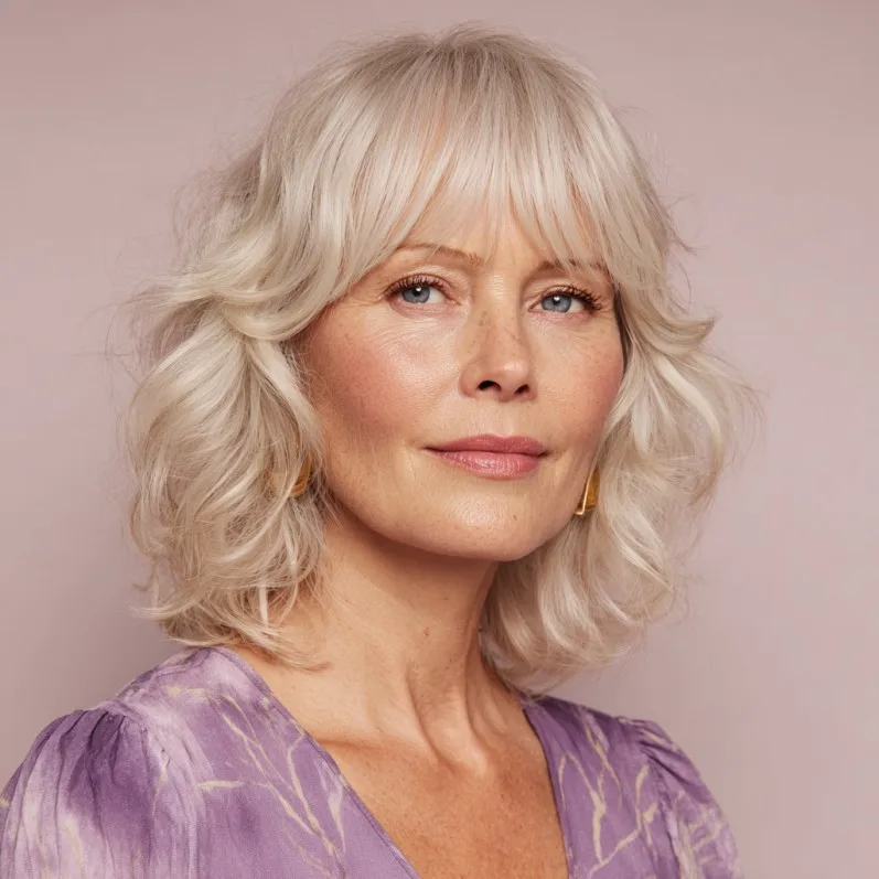 Chic Soft Wave Bob with Bright Platinum Highlights