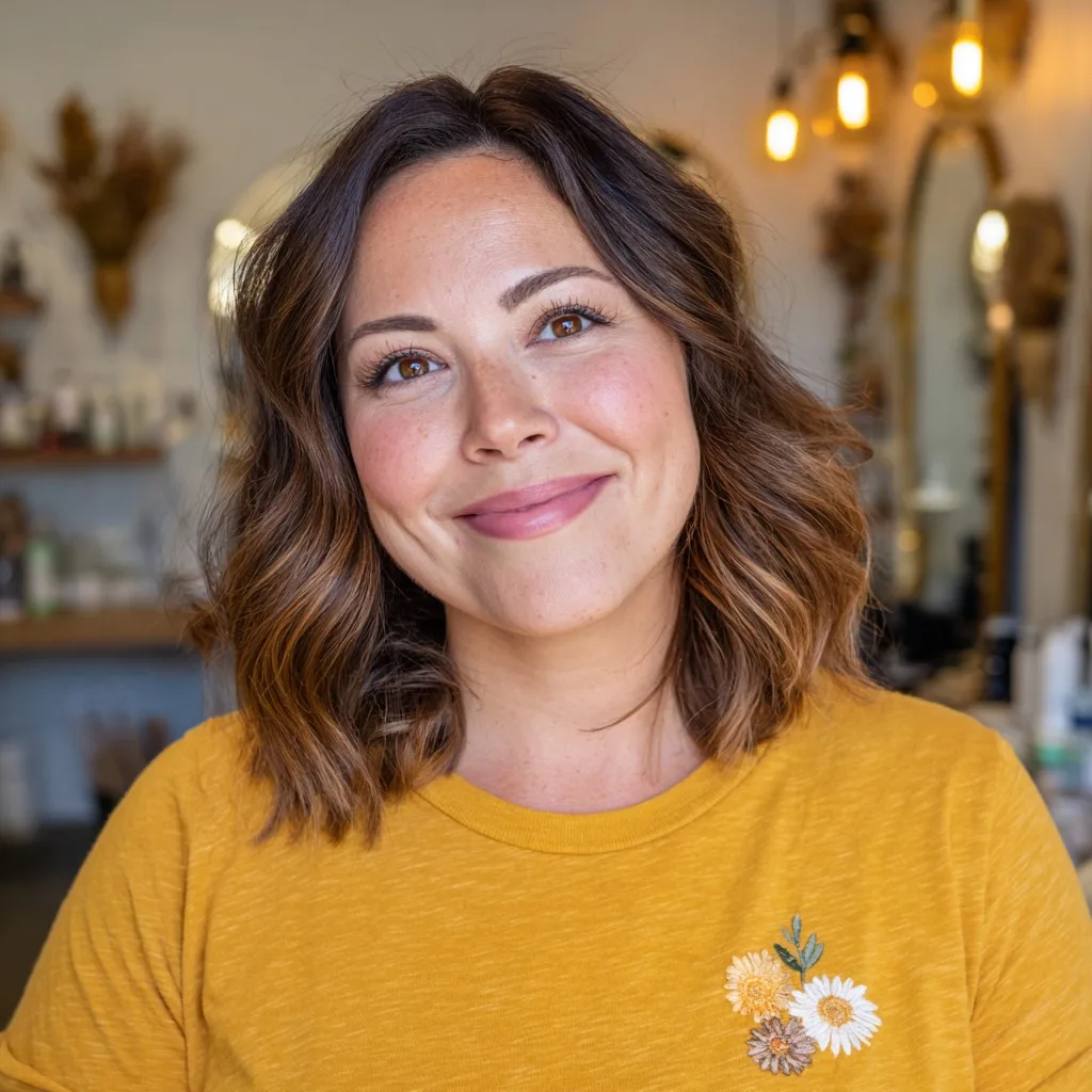 Chic Soft-Wave Midi Bob with Subtle Highlights
