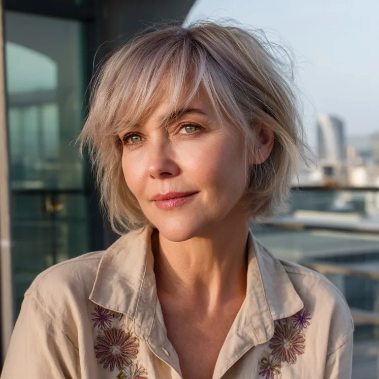 Chic Softly Textured Short Bob with Face-Framing Layers