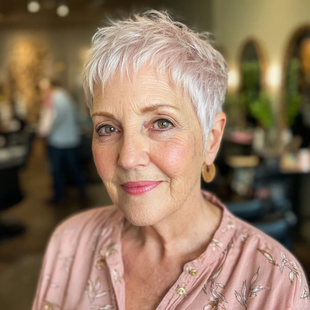 Chic Softly Textured Short Pixie with Subtle Highlights