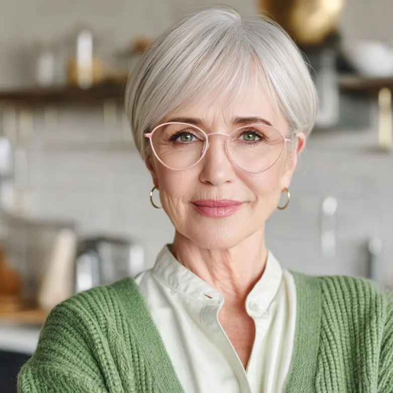 Chic Softly Textured Silver Pixie Cut
