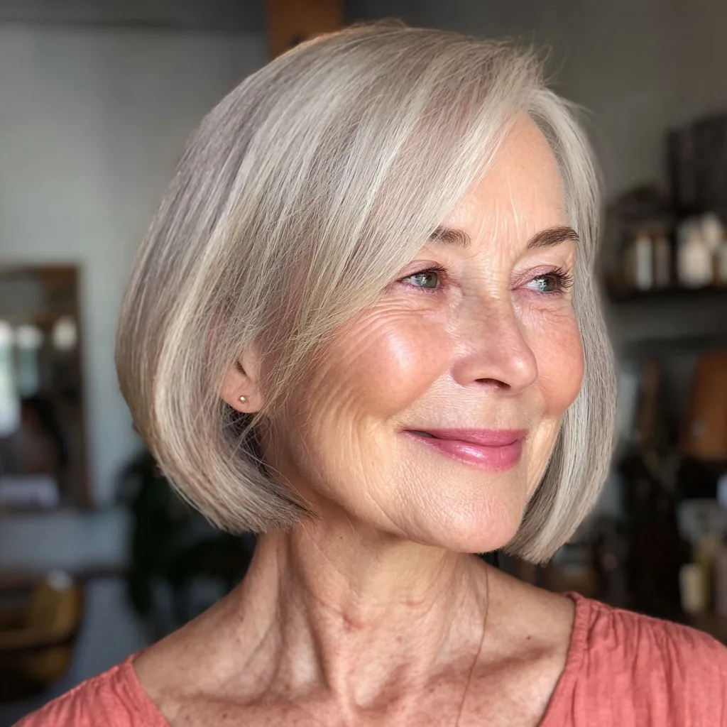 Chic Textured Blunt Bob with Side-Swept Layers